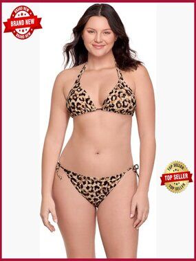 String Triangle Bikini Set with Removable Cups and Tie Side Bottoms, Medium